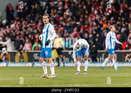 Frust nach dem 2:1 Gegentor bei vorn Sigurd Haugen Rostock GER, FC Energie Cottbus vs. FC Hansa Rostock, Fußball, Männer, 3. Liga, 18.Spieltag, Spielzeit 2024/2025, 15.12.2024 Cottbus LEAG Energie Stadion Brandenburg Deutschland *** Frustration nach dem 2 1 Tor an der Front Sigurd Haugen Rostock GER, FC Energie Cottbus gegen FC Hansa Rostock, Fußball, Männer, 3 Liga, Spieltag 18, Saison 2024 2025, 15 12 2024 Cottbus LEAG Energie Stadion Brandenburg Deutschland Stockfoto