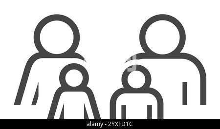 Symbol für einfache Linie der Familie. Illustration des flachen Vektors isoliert auf weiß Stock Vektor