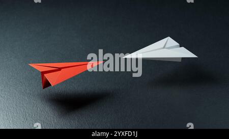 Flugzeug der Origami-Vogelliebhaber mit Herz. 3D Illustration Vogelpapierkran, Vogelpapierhandwerk für Hiroshima Gedenktag und Valentinstag Minim Stockfoto