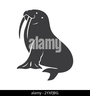 Schwarze Silhouette Vektor-Illustration eines Walroses Stock Vektor