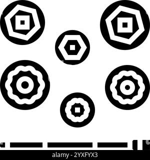 Socket Set Auto Reparatur Werkzeug Glyph Symbol Vektor Illustration Stock Vektor