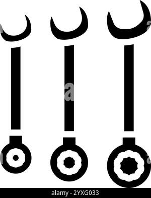 Schraubenschlüssel Set Autoreparaturwerkzeug Glyphe Symbol Vektor Illustration Stock Vektor