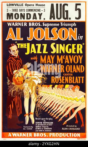 The Jazz Singer (Warner Brothers, 1927). Fensterkarte, Lowville Opera House - feat Al Jolson, May McAvoy, Warner Oland und Cantor Rosenblatt Stockfoto