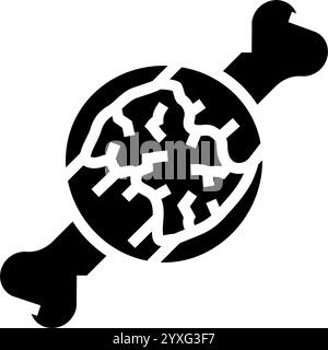 Knochenheilungsfraktur Verletzung Glyphe Symbol Vektor Illustration Stock Vektor