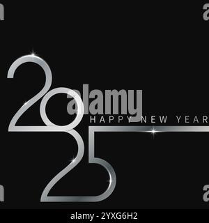 Das silberne Banner „Happy 2025 Silvester“. Vektorvorlage Design EPS10 Stock Vektor