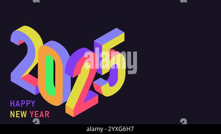 2025 Happy New Year Banner. Nummer 2025 in isometrischer Ausführung. Vektorabbildung EPS10 Stock Vektor