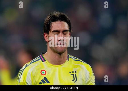 Torino, Italien. Dezember 2024. Juventus' Dusan Vlahovic während des Fußballspiels der Serie A zwischen Juventus und Bologna im Allianz-Stadion in Turin, Norditalien - Samstag, den 07. Dezember 2024. Sport - Fußball . (Foto: Spada/Lapresse) Credit: LaPresse/Alamy Live News Stockfoto