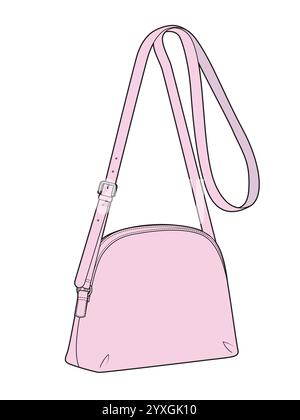 Damen Crossbody Taschen flache Zeichnung Vektor Design Mockup Vorlage. Stock Vektor