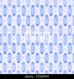 Abstraktes Vintage-Aquarellmuster mit blauen Punkten und Linien. Stockfoto