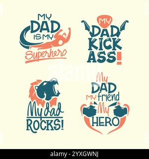 Happy Vathers Day inspirierendes Poster-Vektorset Stock Vektor