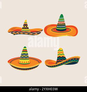 Cinco de Mayo Hut oder mexikanische Sombrero Hut Vektor Illustration Stock Vektor