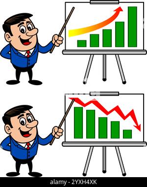 Geschäftsmann-Zeichensatz 02, handgezeichnete Vektor-Illustration, isoliert auf transparentem Hintergrund Stock Vektor