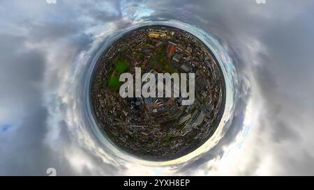 Ein winziger Planetenblick auf das Molineux-Stadion, dem Heimstadion der Wolverhampton Wanderers FC in den West Midlands, Großbritannien Stockfoto