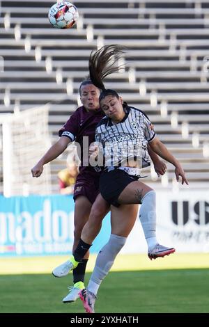 Dallas, Usa. Dezember 2024. Amber Brooks #22 von Dallas Trinity FC und Luana Grabias #23 von Brooklyn FC kämpfen um den Kopf während des USL Super League Spiels im Cotton Bowl Stadium. Brooklyn FC schlägt Dallas Trinity FC 1:0. Am 14. Dezember 2024 in Dallas, Texas. (Foto: Javier Vicencio/Eyepix Group/SIPA USA) Credit: SIPA USA/Alamy Live News Stockfoto
