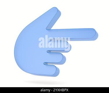 Hand zeigt auf weißen Hintergrund. Isolierte 3D-Darstellung Stockfoto