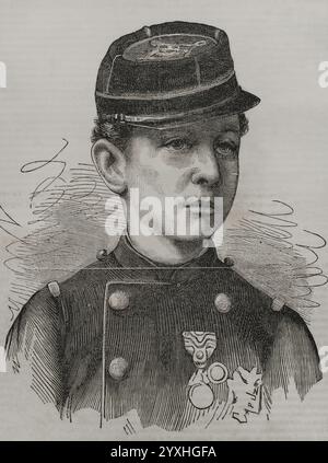 Louis-Napoleon (Napoléon Eugène Louis Jean Joseph Bonaparte) (1856-1879). Prinz Imperial von Frankreich. Hochformat. Gravur von Capuz. Historia de la Guerra de Francia y Prusia (Geschichte des Krieges zwischen Frankreich und Preußen). Band I. veröffentlicht in Barcelona, 1870. Stockfoto