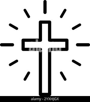 Christliches Kreuz mit Strahlen der Gnade Stock Vektor