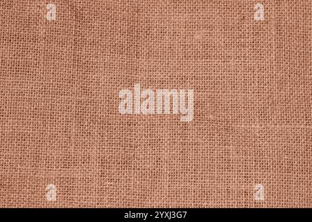 Sackleinen-Textur mit detaillierten gewebten Fasern in natürlichen Brauntönen. Rustikales Material und umweltfreundliches Textil Stockfoto