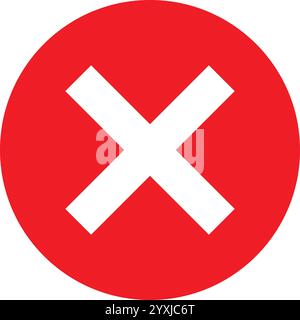 Kein rotes Zeichen, Kreuzzeichen, Kreuzzeichen, KEINE Schaltfläche, nicht genehmigtes Symbol, Checklistenschild Stock Vektor