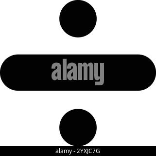 Schwarzes Divisionszeichen, Divisionssymbol, mathematisches Symbol, runde Schaltfläche, mathematisches Symbol, Teilungssymbol, Teilungszeichen Stock Vektor