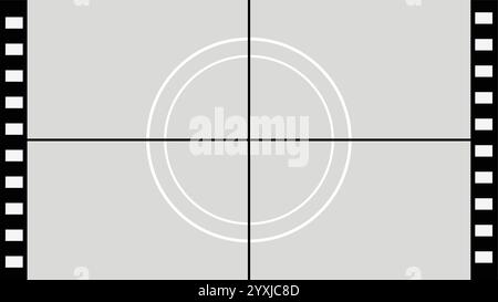 Film Countdown, Grau, Kinozähler, Cinema Countdown Frame, Film Star Timer, grauer Retro-Filmstreifen, Vorlagenrahmen für Kinematographie, Videoanzahl Stock Vektor