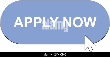 Jetzt mit Handzeiger anwenden, Pfeilzeiger klicken auf Symbol, Web-Schaltfläche mit Aktion, Schaltfläche jetzt anwenden, Vorlagenvektor jetzt anwenden, Symbol für Vorlage jetzt anwenden Stock Vektor