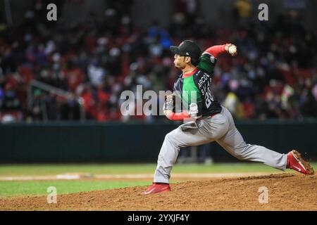 MAZATLAN, MEXIKO - FEBRUAR 05: Fernando Salas Pitcher für Los Tomateros de Culiacan, während eines Spiels zwischen Puerto Rico und Mexiko als Teil der Serie del Caribe 2021 im Teodoro Mariscal Stadium am 5. Februar 2021 in Mazatlan, Mexiko. (Foto von Norte Photo/) Stockfoto