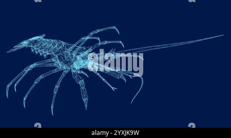Hummer Drahtmodell Vektor blauer Hintergrund Stock Vektor