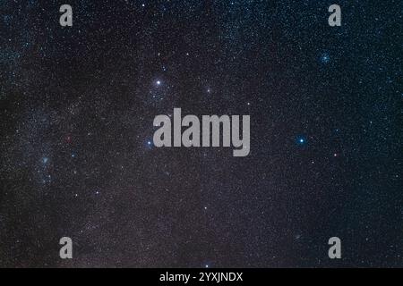 Perseus OB1 und Sternhaufen um Alpha Persei. Stockfoto