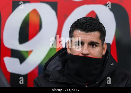 Mailand, Italien. Dezember 2024. Alvaro Morata vom AC Milan spielt 2024/25 beim Fußballspiel der Serie A zwischen dem AC Milan und Genua CFC im San Siro Stadion. Endergebnis : AC Milan 0 - 0 Genua CFC Credit: SOPA Images Limited/Alamy Live News Stockfoto