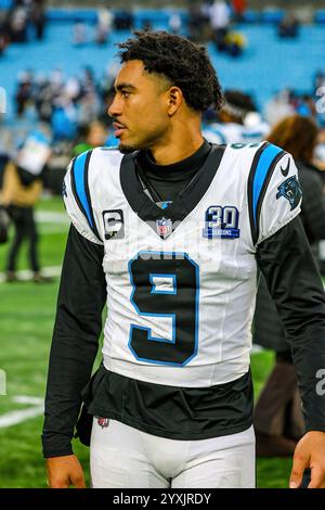 Charlotte, North Carolina, USA. Dezember 2024. Carolina Panthers Quarterback BRYCE YOUNG (9) nach dem regulären Spiel der Dallas Cowboys und Carolina Panthers im Bank of America Stadium in Charlotte, NC am 15. Dezember 2024. Die Cowboys besiegten die Panthers 30''”14. (Kreditbild: © Israel Anta via ZUMA Press Wire) NUR REDAKTIONELLE VERWENDUNG! Nicht für kommerzielle ZWECKE! Stockfoto