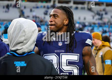 Charlotte, North Carolina, USA. Dezember 2024. Dallas Cowboys Tight End PRINCETON FANT (85) nach dem regulären Spiel der Dallas Cowboys gegen die Carolina Panthers im Bank of America Stadium in Charlotte, NC am 15. Dezember 2024. Die Cowboys besiegten die Panthers 30''”14. (Kreditbild: © Israel Anta via ZUMA Press Wire) NUR REDAKTIONELLE VERWENDUNG! Nicht für kommerzielle ZWECKE! Stockfoto