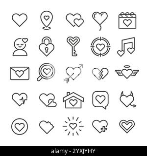 Love Related Line Icon Kollektion Stock Vektor