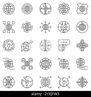 Kontursymbole für Multipolarität Set – Zeichen für Leistungsverteilung. Vektorkontursymbole für internationale Beziehungen Stock Vektor