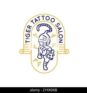 Einfaches Logo mit Tiger Tattoo Symbol Stock Vektor