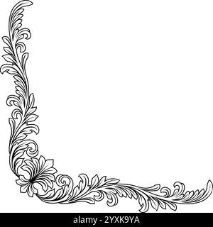 Filigraner Rahmen Mit Blumenmuster In Der Ecke Mit Wappenmotiv Stock Vektor