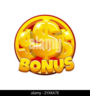 Goldenes Bonussymbol oder Symbol für Ihre Slot-Spiele. Dollar-Symbol, Vektor-Casino, das für Automaten-Spielautomaten spielt Stock Vektor