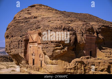 Saudi-Arabien, Al Ula, 17-11-2024, Hegra oder Madain Saleh, zweite Stadt der Nabataner, aus Felsen gehauen, Gräber. ANP / Holland Height / Roel Burgler niederlande aus - belgien aus Stockfoto