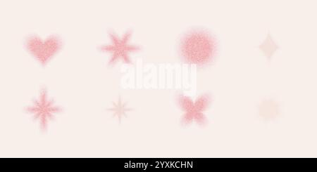 Abstrakte Geometrieformen von Grain dot stipple y2k. Lärm, Sandstaub, Retro-Ästhetik im Stil der 2000er Jahre. Stipple-Halbton-Punktwork. Vektorabbildung Stock Vektor