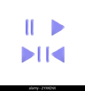 Satz von Symbolen für Media Player-Tasten. Wiedergabe- und Pause-Tasten, Video-Audio-Player, Symbol für Wiedergabetaste, Vektortaste für Wiedergabe und Pause. Vektor Stock Vektor