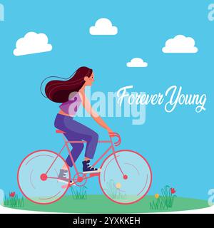 Forever Young International Youth Day Poster Kampagne, Hintergrund, Hintergrundbild, Druck, T-Shirt, Flyer Stock Vektor