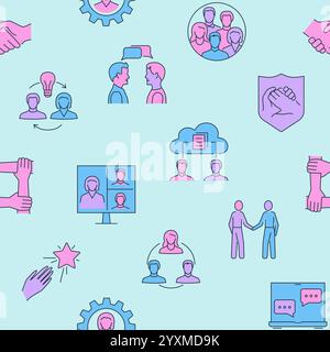 Nahtlose Zusammenarbeit und Teamarbeit. Vektorabbildung. Stock Vektor