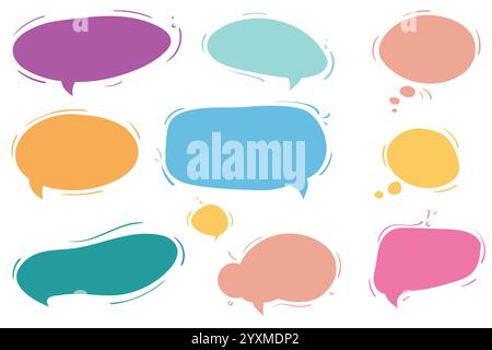 Phrasen des Gesprächs in Blasen. Online-Chat-Clouds mit verschiedenen Wörtern und Kommentaren Stock Vektor