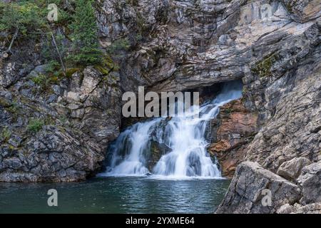 Running Eagle Falls, in der Nähe von Two Medicine Lake, Glacier National Park, Montana, USA Stockfoto