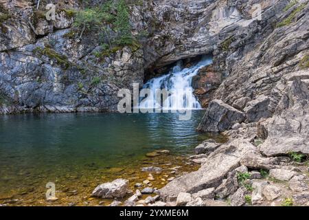 Running Eagle Falls, in der Nähe von Two Medicine Lake, Glacier National Park, Montana, USA Stockfoto