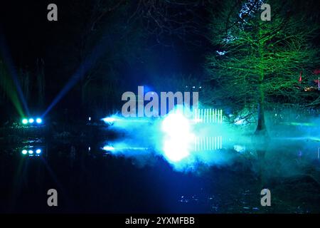 Christmas Light Trail Romsey Hilliers Gardens Stockfoto