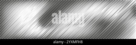 Dynamisches diagonales Streifenmuster mit dünnen Linien und unterbrochenen Winkeln. Monochromer geometrischer Hintergrund. Abbildung des flachen Vektors isoliert Stock Vektor