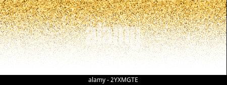Goldener Glitzer-Hintergrund mit fallendem Konfetti und funkelndem Staub. Festlicher Rahmen mit magischem Rahmenmuster. Abbildung des flachen Vektors isoliert Stock Vektor