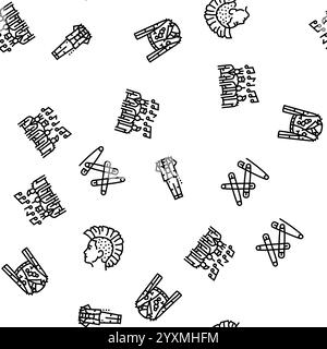 Punk Retro Element Handkunst nahtlose Muster Vektor Stock Vektor