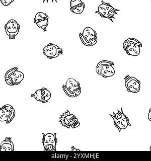 Punk Retro Element Handkunst nahtlose Muster Vektor Stock Vektor